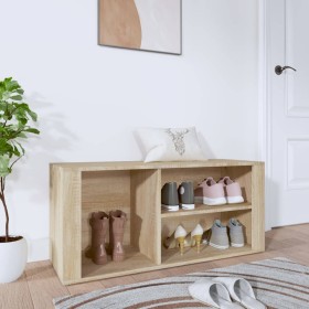 Mueble zapatero madera contrachapada roble Sonoma 100x35x45 cm de vidaXL, Zapateros y organizadores de calzado - Ref: Foro24-...