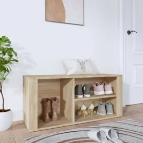 Mueble zapatero madera contrachapada roble Sonoma 100x35x45 cm de vidaXL, Zapateros y organizadores de calzado - Ref: Foro24-...
