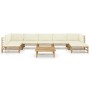 Set de muebles de jardín 8 piezas bambú y cojines blanco crema en Conjuntos de jardín | Comprar online en Foru.es