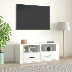 Mueble de TV madera contrachapada blanco brillo 100x35x40 cm de vidaXL, Muebles TV - Ref: Foro24-816810, Precio: 67,41 €, Des...