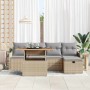 Conjunto de sofá de jardín con cojín 6 pcs Beige Poliratán en Sofás de exterior | Comprar online en Foru.es
