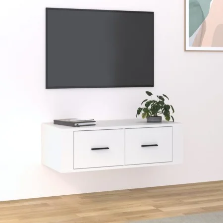 Mueble de TV colgante madera contrachapada blanco 80x36x25 cm de vidaXL, Muebles TV - Ref: Foro24-816832, Precio: 39,83 €, De...