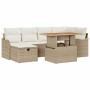 Conjunto de sofá de jardín con cojín 7 pcs Beige Poliratán en Sofás de exterior | Comprar online en Foru.es