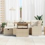Conjunto de sofá de jardín con cojín 7 pcs Beige Poliratán en Sofás de exterior | Comprar online en Foru.es