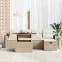 Conjunto de sofá de jardín con cojín 6 pcs Beige Poliratán en Sofás de exterior | Comprar online en Foru.es