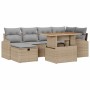 Conjunto de sofá de jardín con cojín 7 pcs Beige Poliratán en Sofás de exterior | Comprar online en Foru.es