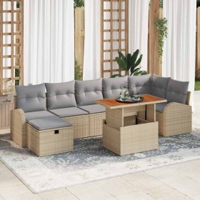 Conjunto de sofá de jardín con cojín 8 pcs Beige Poliratán en Sofás de exterior | Comprar online en Foru.es