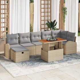 Conjunto de sofá de jardín con cojín 8 pcs Beige Poliratán en Sofás de exterior | Comprar online en Foru.es