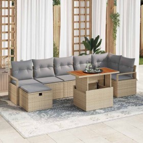 Conjunto de sofá de jardín con cojín 8 pcs Beige Poliratán en Sofás de exterior | Comprar online en Foru.es