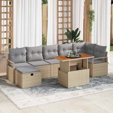 Conjunto de sofá de jardín con cojín 8 pcs Beige Poliratán en Sofás de exterior | Comprar online en Foru.es