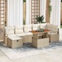 Conjunto de sofá de jardín con cojín 8 pcs Beige Poliratán en Sofás de exterior | Comprar online en Foru.es