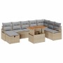 Conjunto de sofá de jardín con cojín 9 pcs Beige Poliratán en Sofás de exterior | Comprar online en Foru.es