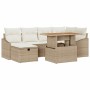 Conjunto de sofá de jardín con cojín 7 pcs Beige Poliratán en Sofás de exterior | Comprar online en Foru.es