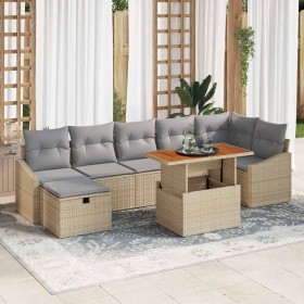 Conjunto de sofá de jardín con cojín 8 pcs Beige Poliratán en Sofás de exterior | Comprar online en Foru.es