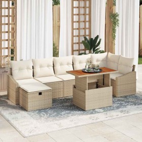 Conjunto de sofá de jardín con cojín 8 pcs Beige Poliratán en Sofás de exterior | Comprar online en Foru.es