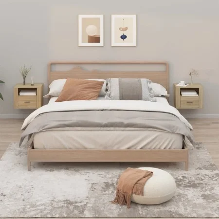 Mesitas de noche de pared 2 uds color roble Sonoma 50x36x40 cm de vidaXL, Mesitas de noche - Ref: Foro24-816887, Precio: 78,9...