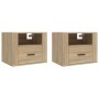 Mesitas de noche de pared 2 uds color roble Sonoma 50x36x40 cm de vidaXL, Mesitas de noche - Ref: Foro24-816887, Precio: 79,9...
