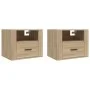 Mesitas de noche de pared 2 uds color roble Sonoma 50x36x40 cm de vidaXL, Mesitas de noche - Ref: Foro24-816887, Precio: 78,9...