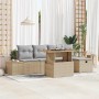 Conjunto de sofá de jardín con cojín 6 pcs Beige Poliratán en Sofás de exterior | Comprar online en Foru.es