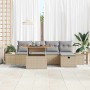 Conjunto de sofá de jardín con cojín 6 pcs Beige Poliratán en Sofás de exterior | Comprar online en Foru.es