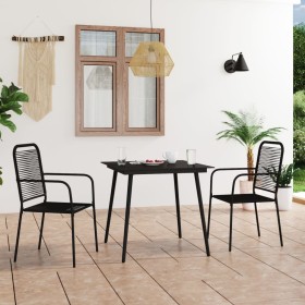 Set de comedor de jardín 3 pzas cuerda de algodón y acero negro en Conjuntos de jardín | Comprar online en Foru.es