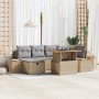 Conjunto de sofá de jardín con cojín 7 pcs Beige Poliratán en Sofás de exterior | Comprar online en Foru.es