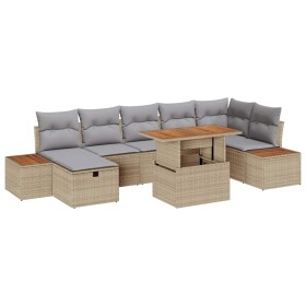 Conjunto de sofá de jardín con cojín 8 pcs Beige Poliratán en Sofás de exterior | Comprar online en Foru.es