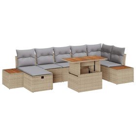 Conjunto de sofá de jardín con cojín 8 pcs Beige Poliratán en Sofás de exterior | Comprar online en Foru.es