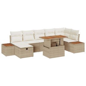 Conjunto de sofá de jardín con cojín 8 pcs Beige Poliratán en Sofás de exterior | Comprar online en Foru.es