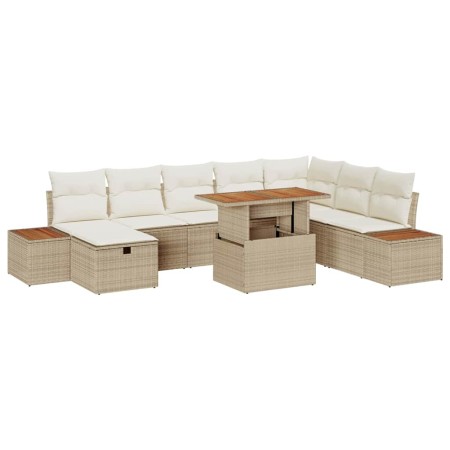 Conjunto de sofás de jardín 9 pcs Beige ratán sintético en Sofás de exterior | Comprar online en Foru.es