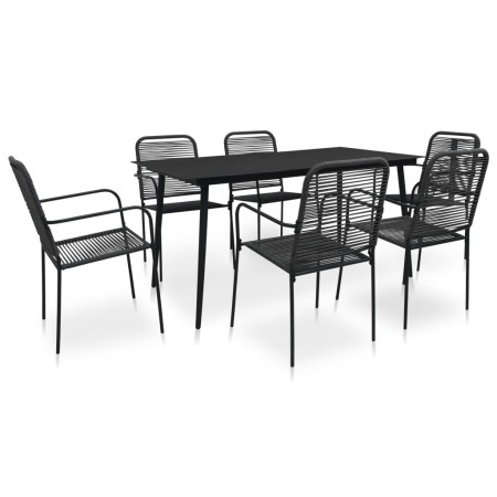 Set de comedor de jardín 7 pzas cuerda de algodón y acero negro en Conjuntos de jardín | Comprar online en Foru.es