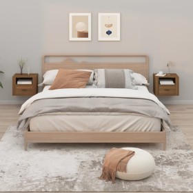 Mesitas de noche de pared 2 uds roble marrón 50x36x40 cm de vidaXL, Mesitas de noche - Ref: Foro24-816895, Precio: 70,54 €, D...