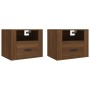 Mesitas de noche de pared 2 uds roble marrón 50x36x40 cm de vidaXL, Mesitas de noche - Ref: Foro24-816895, Precio: 70,54 €, D...