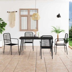 Set de comedor de jardín 5 pzas cuerda de algodón y acero negro en Conjuntos de jardín | Comprar online en Foru.es