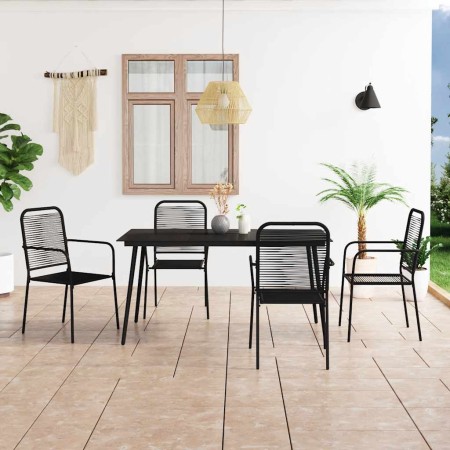 Set de comedor de jardín 5 pzas cuerda de algodón y acero negro en Conjuntos de jardín | Comprar online en Foru.es