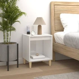 Mesita de noche madera contrachapada blanco brillo 40x35x50 cm de vidaXL, Mesitas de noche - Ref: Foro24-821862, Precio: 35,7...