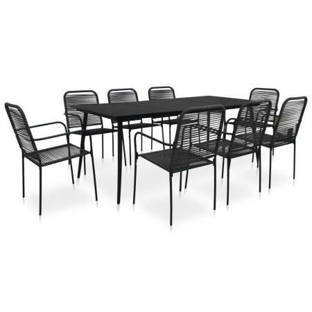 Set de comedor de jardín 9 pzas cuerda de algodón y acero negro en Conjuntos de jardín | Comprar online en Foru.es