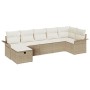Conjunto de sofá de jardín con cojín 7 pcs Beige Poliratán en Sofás de exterior | Comprar online en Foru.es
