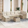Conjunto de sofá de jardín con cojín 8 pcs Beige Poliratán en Sofás de exterior | Comprar online en Foru.es