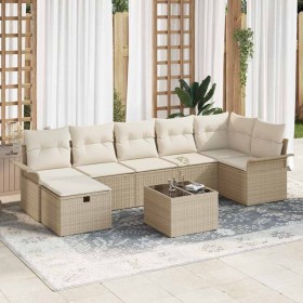 Conjunto de sofá de jardín con cojín 8 pcs Beige Poliratán en Sofás de exterior | Comprar online en Foru.es