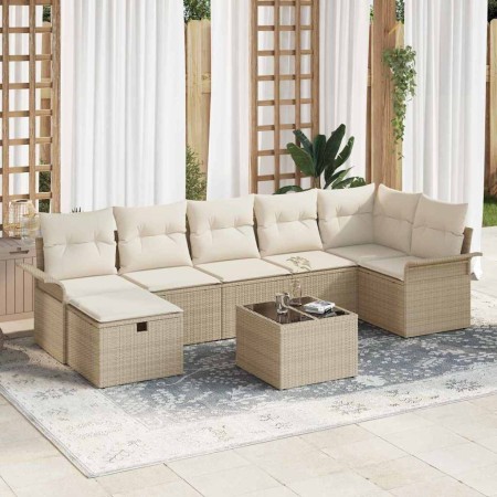 Conjunto de sofá de jardín con cojín 8 pcs Beige Poliratán en Sofás de exterior | Comprar online en Foru.es