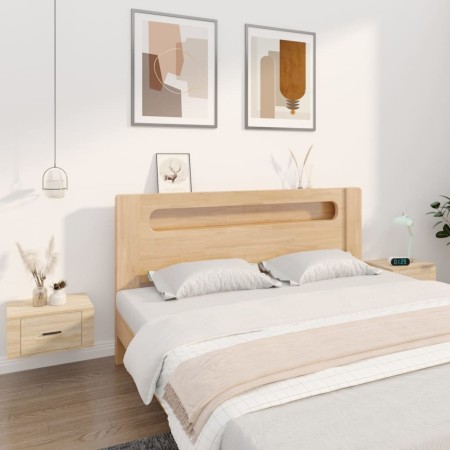 Mesitas de noche de pared 2 uds color roble Sonoma 50x36x25 cm de vidaXL, Mesitas de noche - Ref: Foro24-816847, Precio: 66,2...