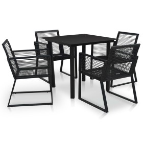 Juego de comedor de jardín 5 piezas ratán PVC negro en Conjuntos de jardín | Comprar online en Foru.es