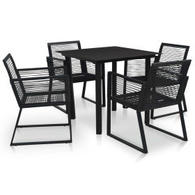 Juego de comedor de jardín 5 piezas ratán PVC negro en Conjuntos de jardín | Comprar online en Foru.es