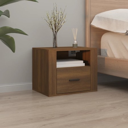 Mesita de noche de pared roble marrón 50x36x40 cm de vidaXL, Mesitas de noche - Ref: Foro24-816894, Precio: 47,18 €, Descuent...