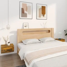 Mesitas de noche de pared 2 uds color roble ahumado 50x36x25 cm de vidaXL, Mesitas de noche - Ref: Foro24-816851, Precio: 47,...