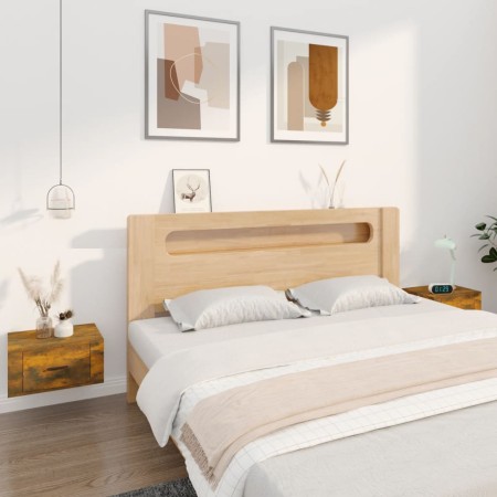 Mesitas de noche de pared 2 uds color roble ahumado 50x36x25 cm de vidaXL, Mesitas de noche - Ref: Foro24-816851, Precio: 53,...