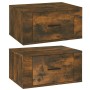 Mesitas de noche de pared 2 uds color roble ahumado 50x36x25 cm de vidaXL, Mesitas de noche - Ref: Foro24-816851, Precio: 53,...