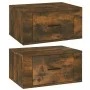 Mesitas de noche de pared 2 uds color roble ahumado 50x36x25 cm de vidaXL, Mesitas de noche - Ref: Foro24-816851, Precio: 47,...