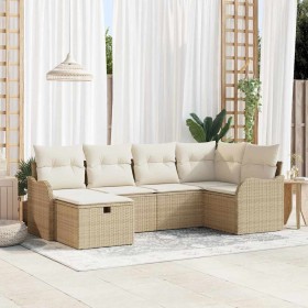 Conjunto de sofá de jardín con cojín 6 pcs Beige Poliratán en Sofás de exterior | Comprar online en Foru.es